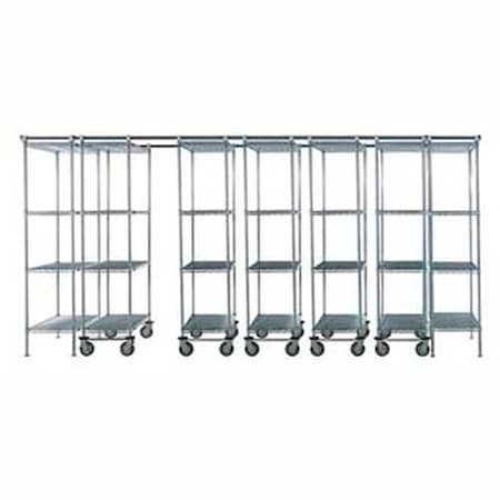 Nexel Space-Trac, 7 Unit, Chrome High Density Shelving, 48inW x 18inD x 88inH, 14ft Length B2177924
